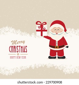santa claus hold gift winter snowy background