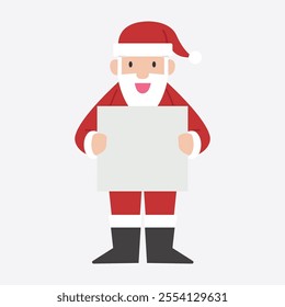 santa claus holding announcement paper. Santa Claus vector flat