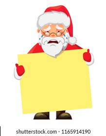 Santa Claus holding banner. Santa Claus holding blank sign vector illustration. Christmas Greeting Card