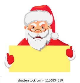 Santa Claus holding banner. Santa Claus holding blank sign vector illustration