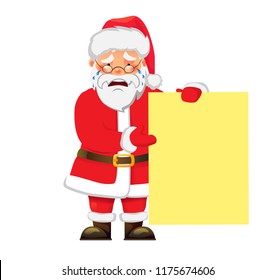 Santa Claus holding banner. Santa Claus holding blank sign vector illustration