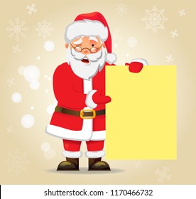 Santa Claus holding banner. Santa Claus with message board vector illustration