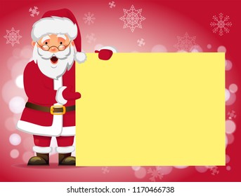 Santa Claus holding banner. Santa Claus with message board vector illustration
