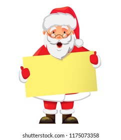 Santa Claus holding banner. Santa Claus with message board vector illustration