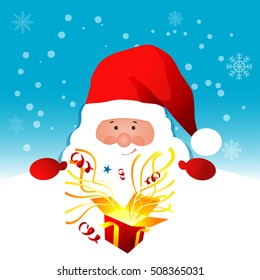 Santa Claus holding Banner with Space for Your Text Vector illustration.