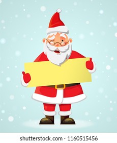 Santa Claus holding banner. Santa Claus vector illustration. Christmas holiday concept