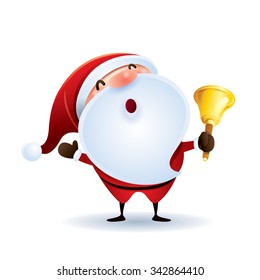 Santa Claus is holding a bell