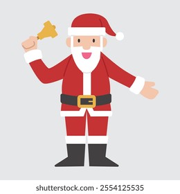 santa claus holding a bell. santa claus vector flat. cute Santa Claus
