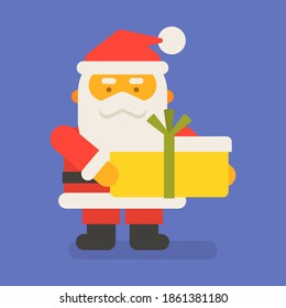 Santa Claus holding big gift. Vector character. Vector Illustration