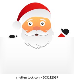 Santa Claus holding blank sign. New Year and Christmas illustration. Ready for your message