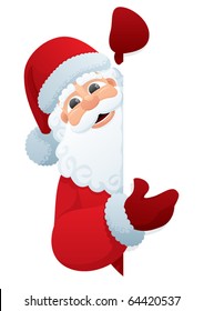 Santa Claus holding blank sign. You can add as much white space as you need. 