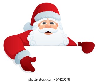 Santa Claus holding blank sign. You can add as much white space as you need. 