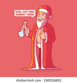 Santa Claus holding a bong vector illustration. Christmas, season, holiday design concept