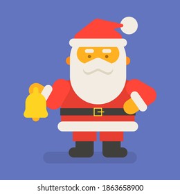 Santa Claus holding christmas bell. Vector character. Vector Illustration