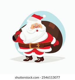 Santa Claus holding Christmas gifts bag