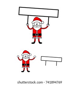 Santa Claus holding editable blank sign vector illustration 