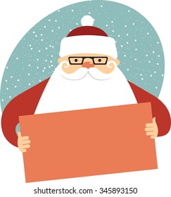 Santa Claus holding empty card to place your text