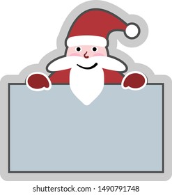Santa Claus holding empty sign badge or sticker vector illustration