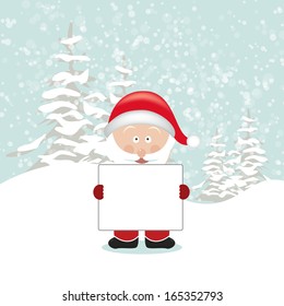 Santa Claus Holding an Empty Sign