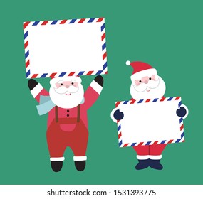 Santa Claus holding an envelope, christmas illustration.