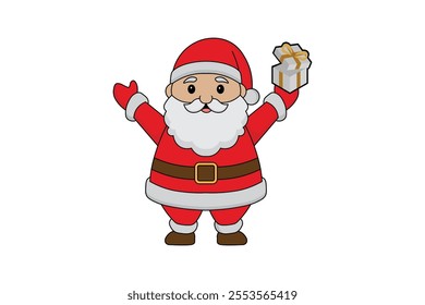 Santa Claus holding gift box vector illustration