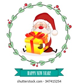 Santa Claus holding gift box