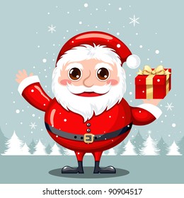 Santa Claus holding a gift box