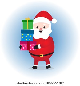 Santa Claus Holding Gift Boxes Illustration Vector