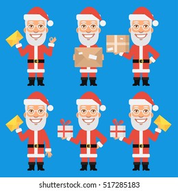 Santa Claus Holding Gift Package Letter
