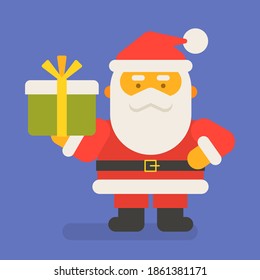 Santa Claus holding gift. Vector character. Vector Illustration