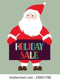 Santa Claus holding Holiday Sale banner