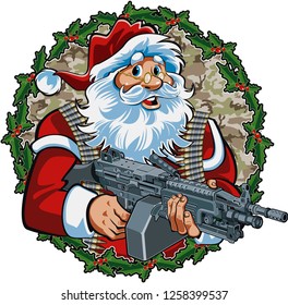 Santa Claus Holding Light M249 Machine Stock Vector (Royalty Free ...