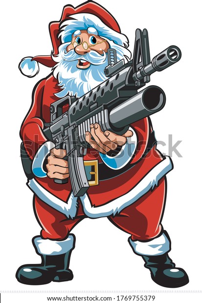 Santa Claus Holding M16 Assault Rifle Stock Vector (Royalty Free ...