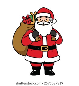 Santa Claus Holding a Sack of Presents.
