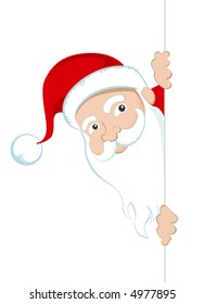 Santa Claus holding white card, blank sign