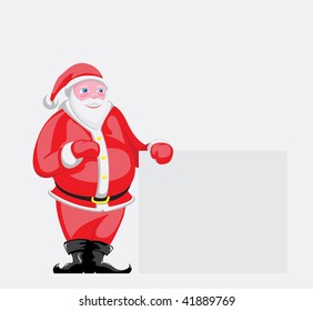 Santa Claus  holds the clean tablet