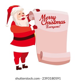 Santa Claus holds a scroll in his hands, parchment vintage