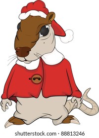 Santa Claus. House rat. Cartoon