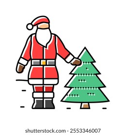 santa claus hugging children color icon vector. santa claus hugging children sign. isolated symbol illustration