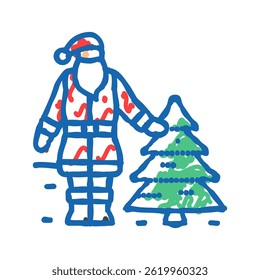 santa claus hugging children doodle icon sketch vector. santa claus hugging children sign. isolated symbol illustration