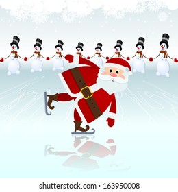 Santa Claus, ice skating