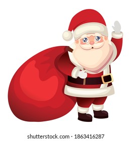 santa claus icon with a bag vector illustration design