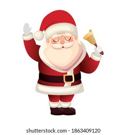santa claus icon with a bell vector illustration design