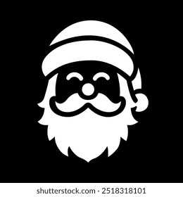 Santa claus icon for christmas and holiday design. minimal santa clause icon isolated on black back ground.