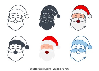 Santa Claus icon collection with different styles. Christmas Santa Claus faces icon symbol vector illustration isolated on white background