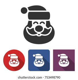 Santa Claus icon in different variants with long shadow