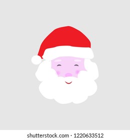 Santa Claus icon. Santa Claus face in flat design. Christmas card template. Colorful vector illustration.cute.
