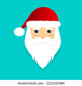 Santa Claus icon. Santa Claus face. Flat style. Vector illustration.