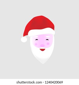 Santa Claus icon. Santa Claus face in flat design. Christmas card template. Colorful vector illustration.cute.