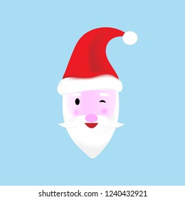 Santa Claus icon. Santa Claus face in flat design. Christmas card template. Colorful vector illustration.cute.
